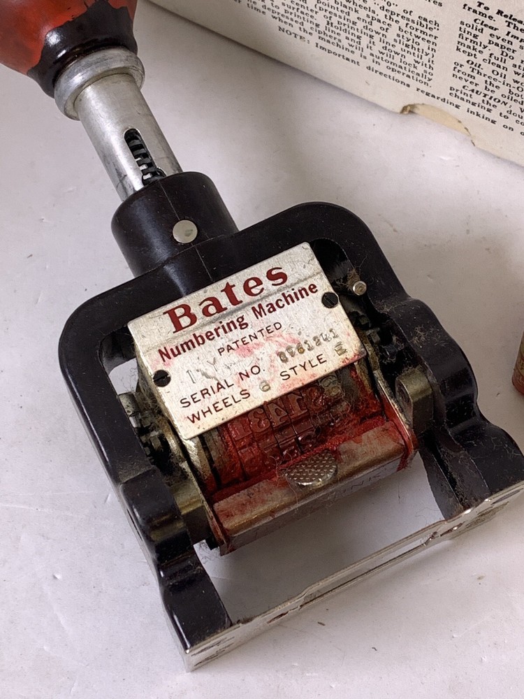 Bates Numbering Machine Co Stamper Consecutive Bakelite Vintage USA