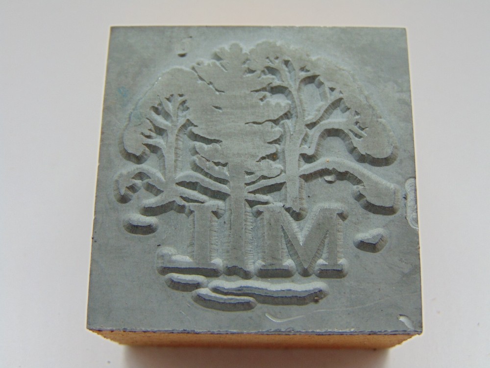 Printing Letterpress Printers Block ML Initials Trees