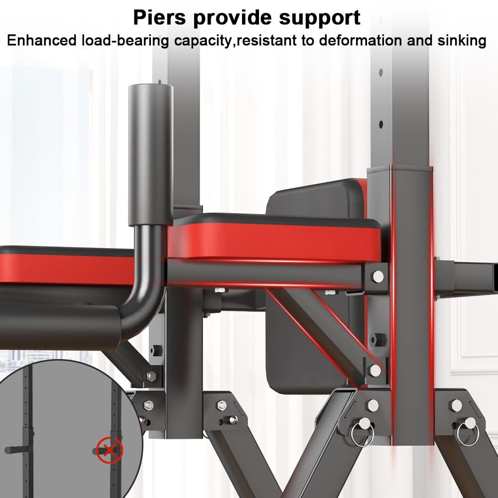 Foldable Power Tower, Adjustable Multifunction Pull Up Bar Tower Station, Pul...