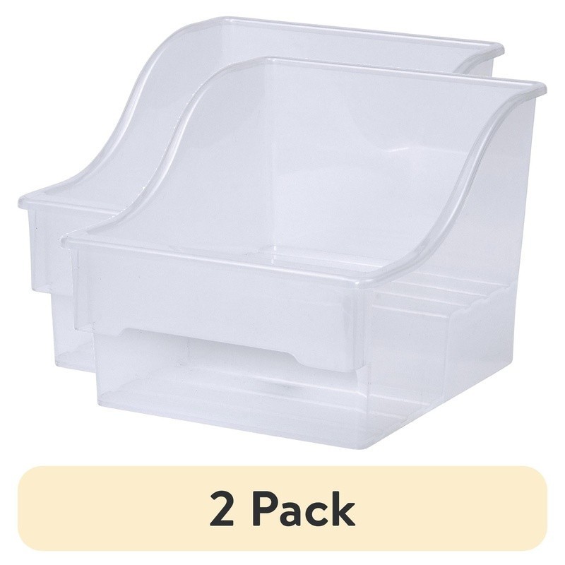 2 Pack Medium Clear Plastic Bins 2 Tier Stackable Kitchen Organizer Storage New