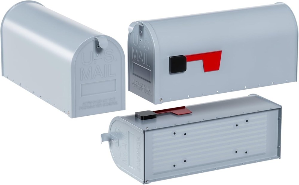 Stylish Post-Mount Mailbox with Flag - Medium Galvanized Steel, Fully Assembled