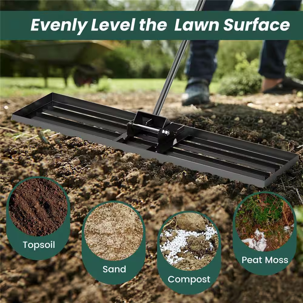 Lawn Leveling Rake 67 In. X 42 In. X 10 In. Heavy Duty Level Lawn Tool for Garde