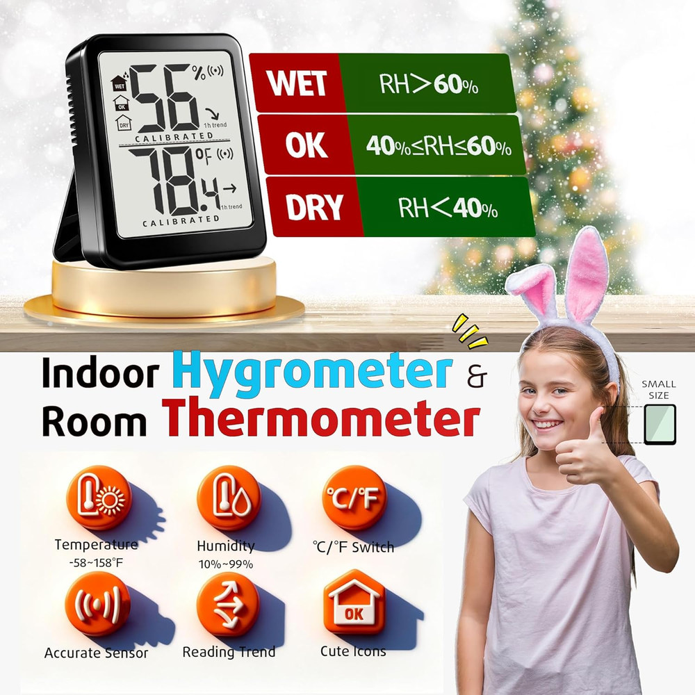 2 Pack Mini Digital Hygrometer Thermometer Indoor Temp Humidity