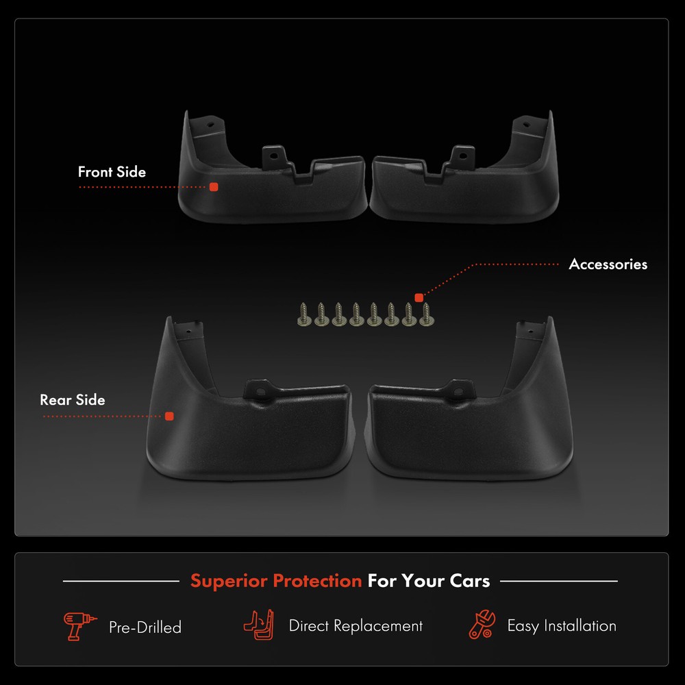 4Pcs Front & Rear Side Splash Guards Mud Flaps for Mazda 3 2014-2018 Hatchback