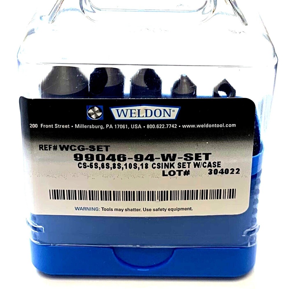 WELDON 5 PC COUNTERSINK SET 82 DEG INCLUDES CS-5S, 6S, 8S, 10S, 18S - 99046