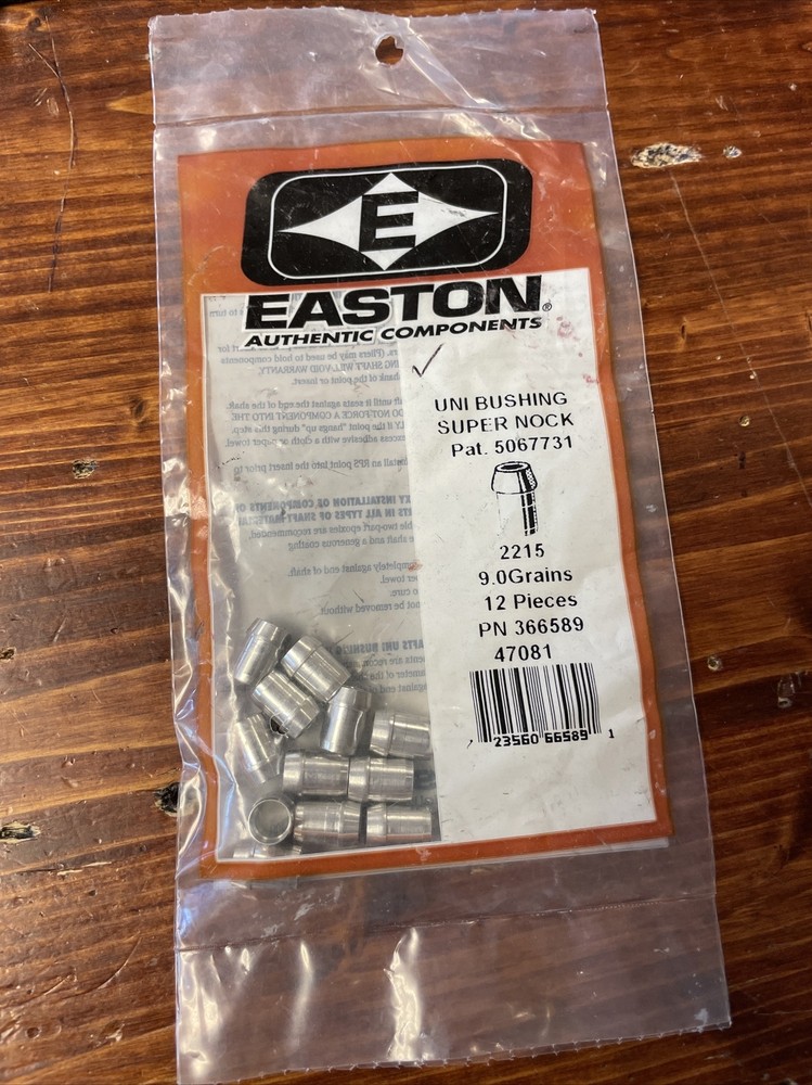 Easton Authentic Components Uni Bushing Super Nock 2215 9.0 Grains 12 Pcs