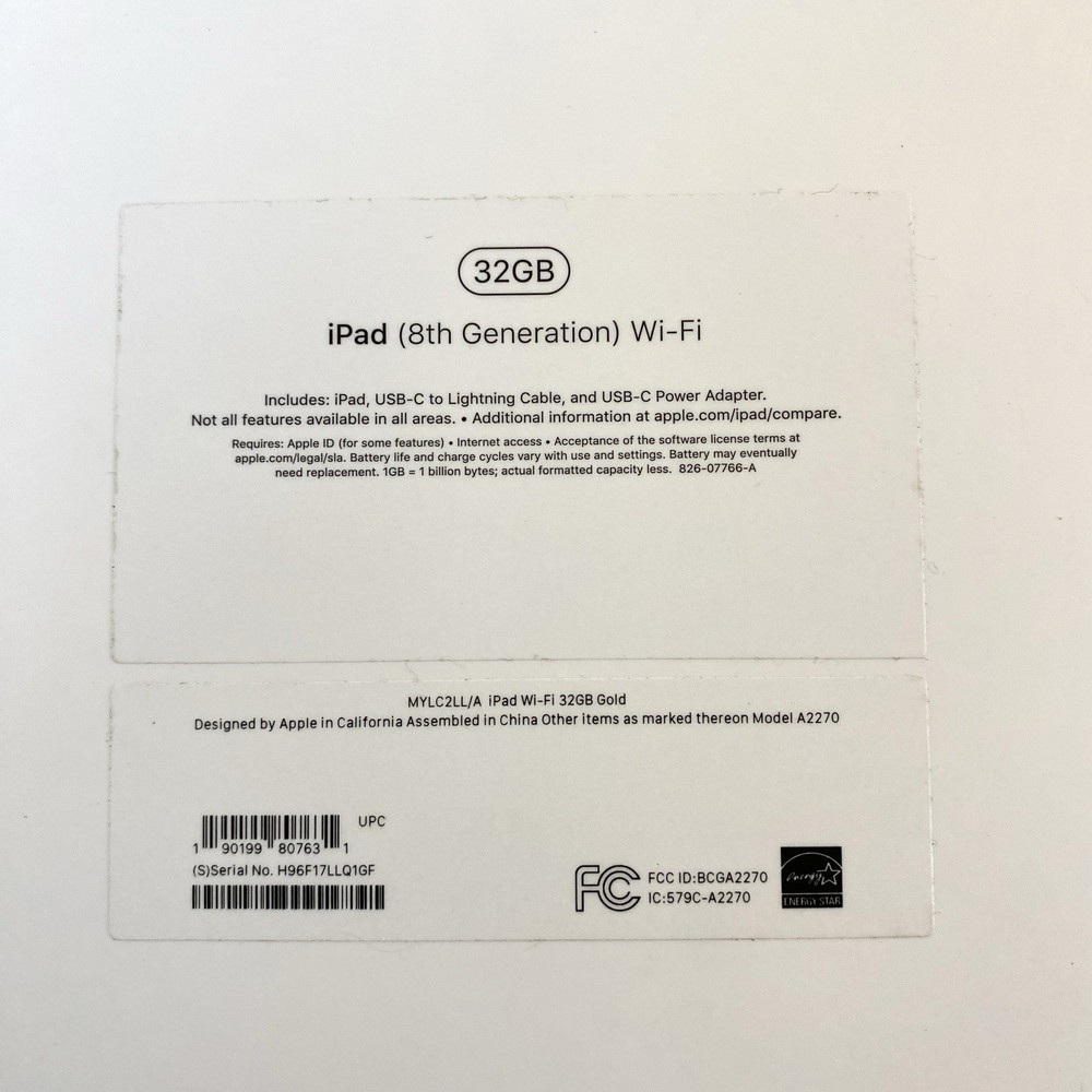 Apple iPad 8th Generation (Empty Box Only – No iPad Included)