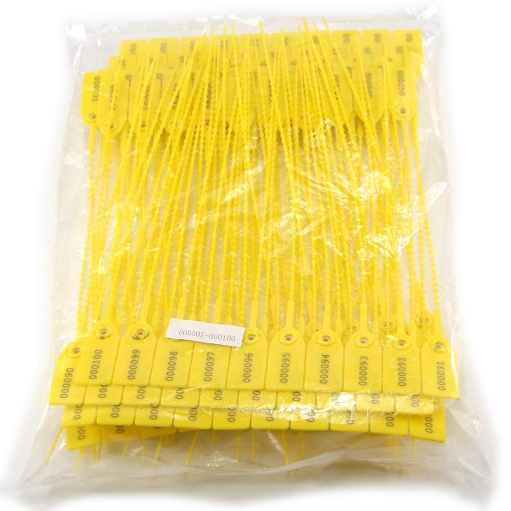 (R) Yellow Numbered Security Zip Ties Plastic Tamper Evident Seal Tags Pull T...