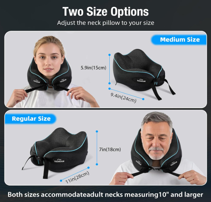 Memory Foam Neck Pillow Airplane Comfort Ergonomic Support Medium Size Soft