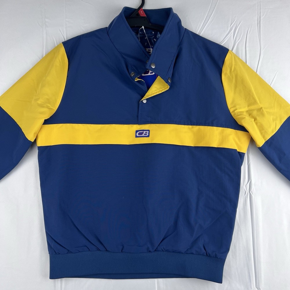 CB Sports Jacket Blue Colorblock Snap Pullover Nylon Windbreaker NEW