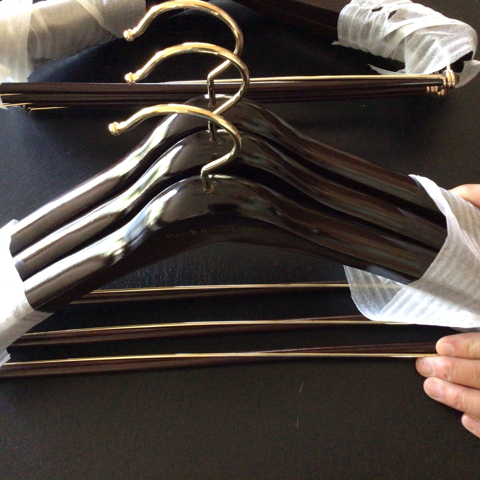 Polo Ralph LaurenWooden Clothes Hangers Wishbone Suit Pants Jacket 17"Lot Of 6.