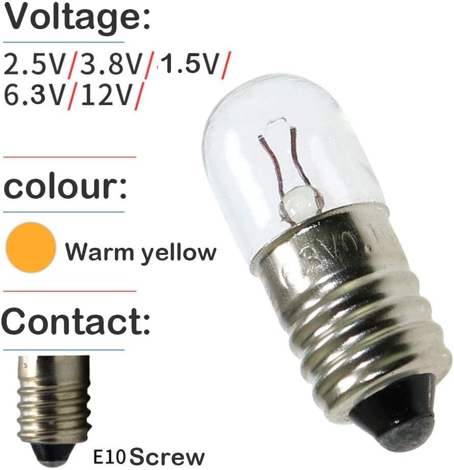 15Pcs Mini Bulb and Holder Set 6.3V E10 Socket for DIY Lighting