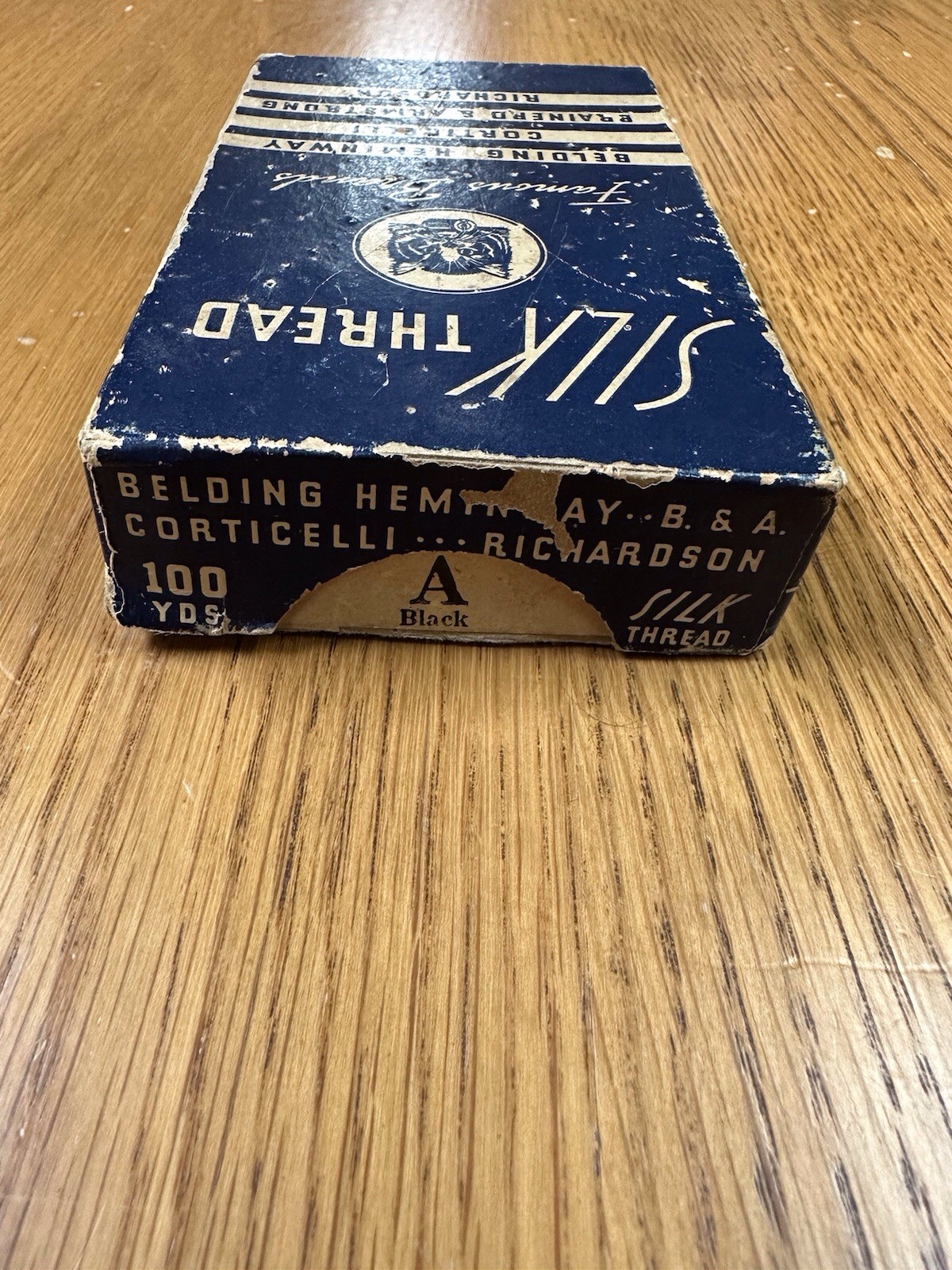 Vintage “Famous Brands” Silk Thread Box with 10 Wooden Spools - Mixed Lot