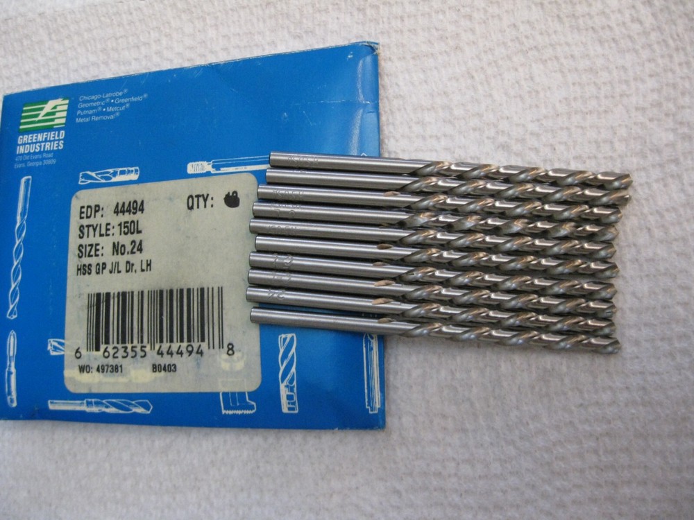 #24 Left Hand Jobber Drill HS Greenfield 10pc lot
