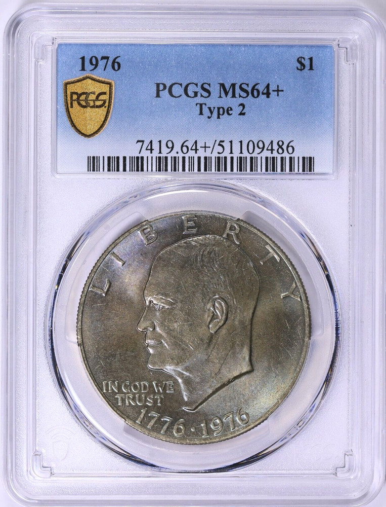 1976 Eisenhower Dollar Type 2 PCGS MS-64+ Monster Toned Two Sided Toning Ike