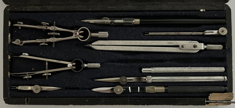 Cased Assorted Engineering / Drawing Instruments, Some marked, ‘France’