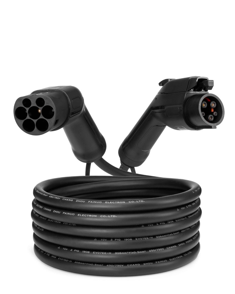 Charging Cable Type 1 - Type 2 (32A, 1 Phase, 7kW) - 10m