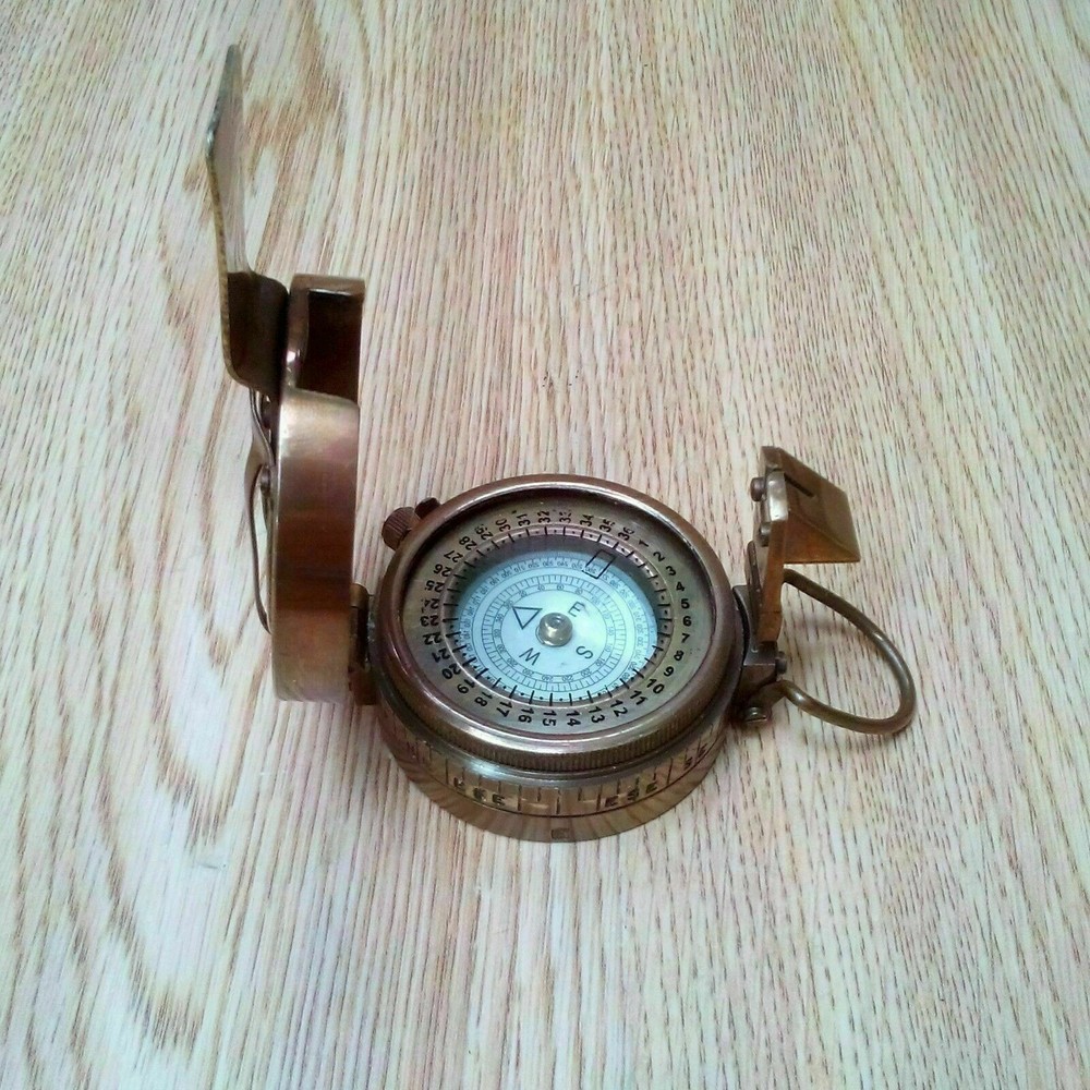 PRISMATIC CALIBRATED BRASS 3" ANTIQUE ENGINEERING MINER SURVEYOR COMPASS