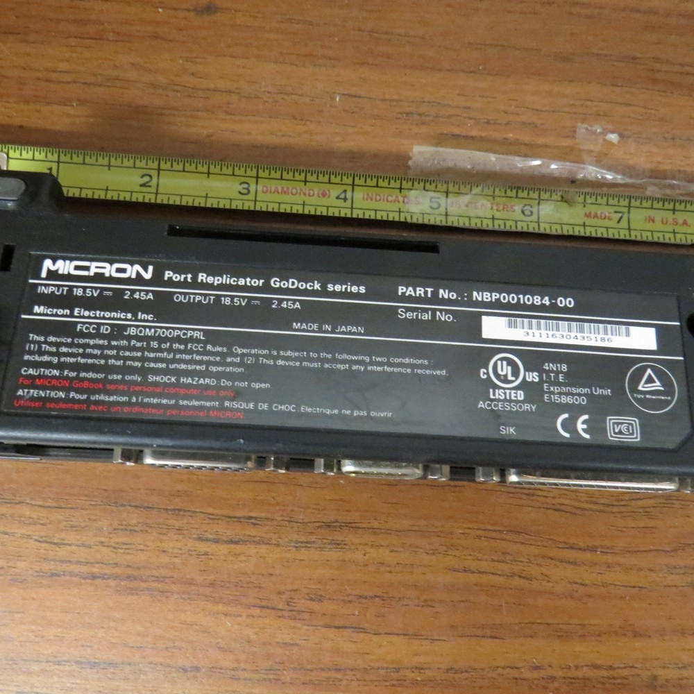 + Micron NBP001084-00 Port Replicator 18.5V 2.45A