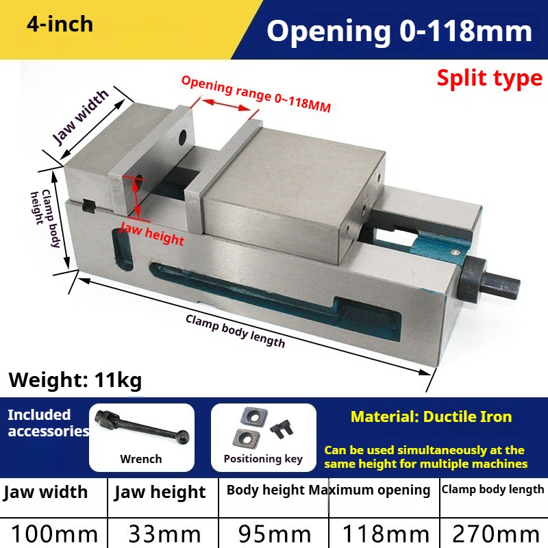 Precision bench vise, milling machine vise CNC smooth surface integrated fixture