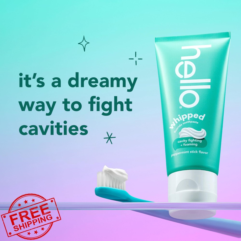 Hello Whipped Mellow Mint Dream Toothpaste 2 Pack 4.0oz Fluoride SLS Free