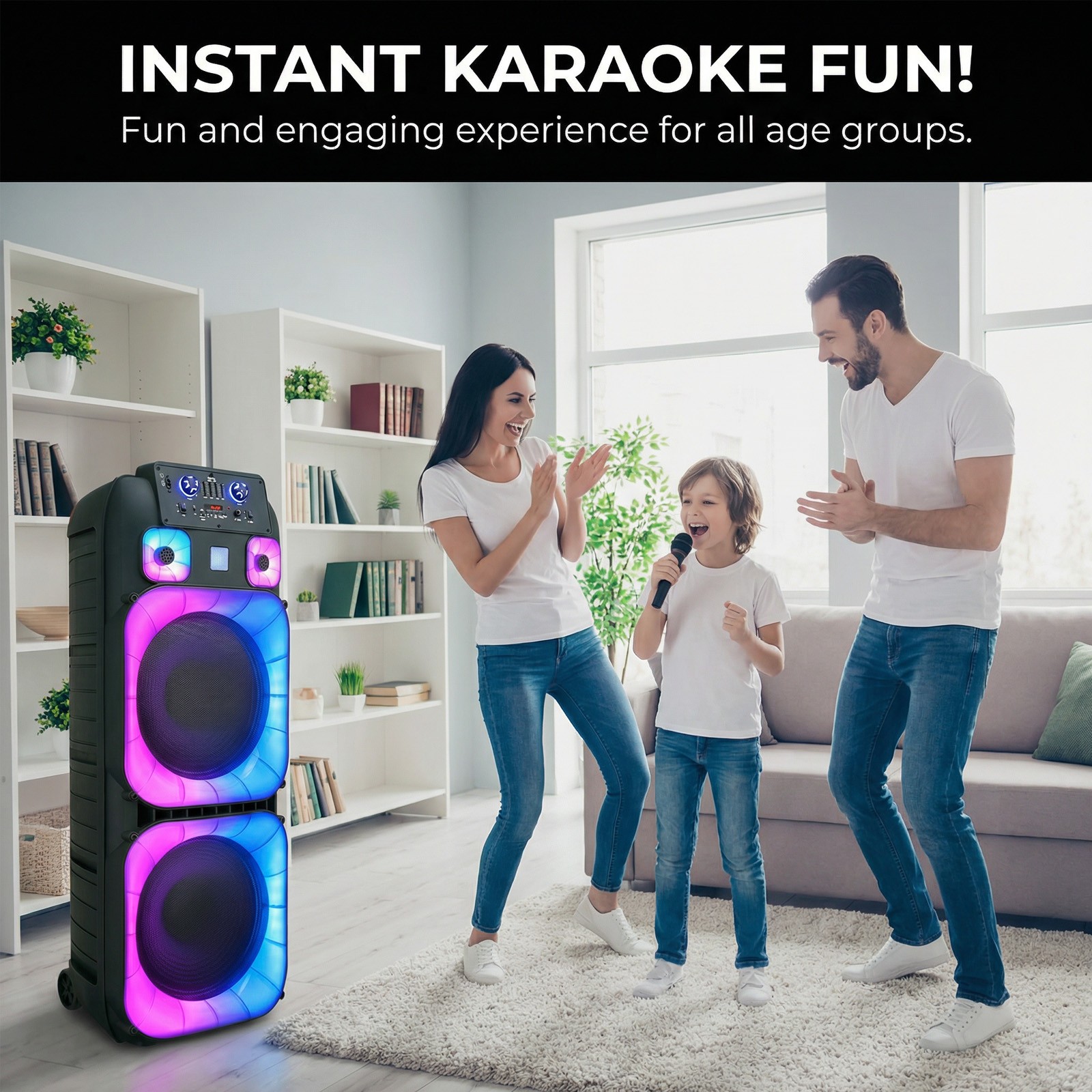 15,000W Dual 15" Bluetooth Speaker Subwoofer Heavy Bass Sound System Party & Mic