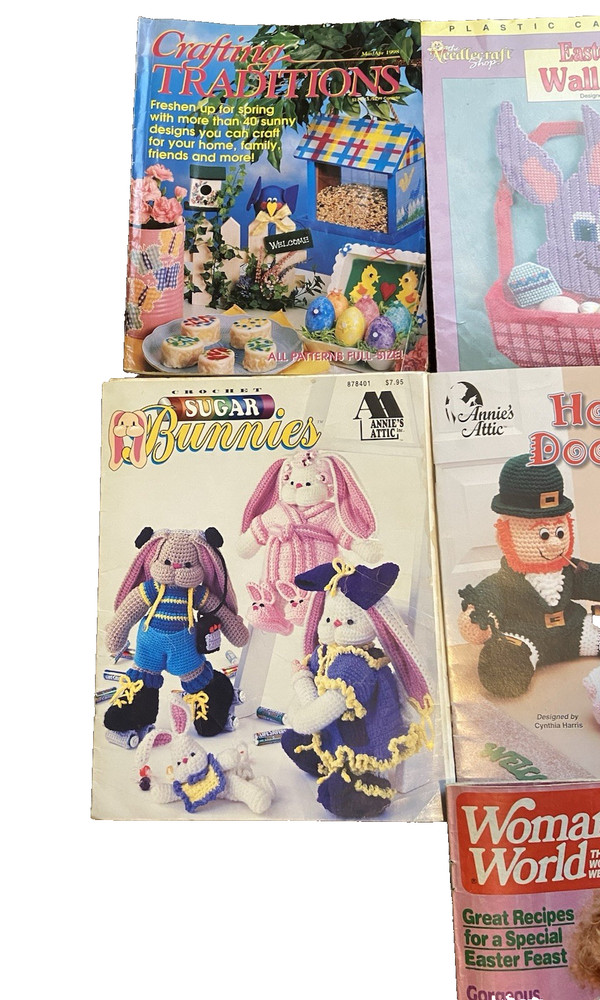 (7) VTG CROCHET EASTER BUNNY MIXED MAGAZINES DIFFERENT PATTERNS