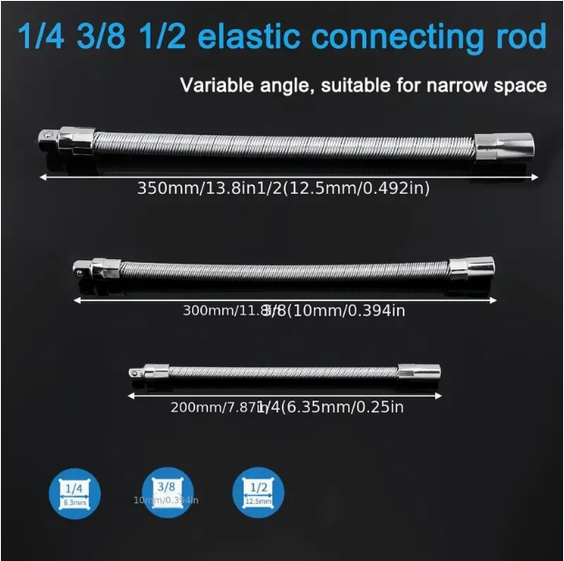 Universal Electric Wrench Socket, Flexible Shaft, Extension Rod, for Car Re