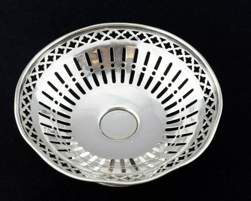 German .800 Silver Pierced Small Bon Bon Pedestal Base Small Dish