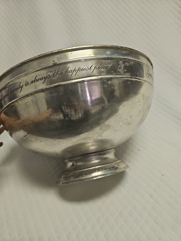Pottery Barn Antique Silver Sentiment Serving Bowl 13"