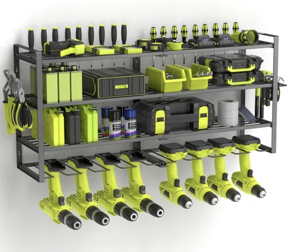 Power Tool Organizer Wall Mount, Tool Storage Rack, Drill Holder, Heavy Duty