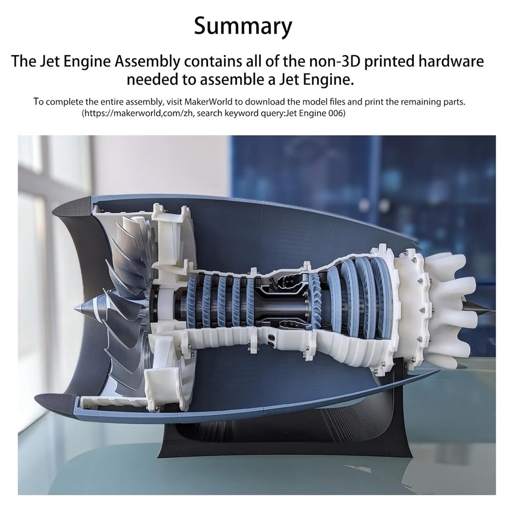 for Bambu Lab Makerworld MH006 Jet Engine Model Components kit 006 Engine...