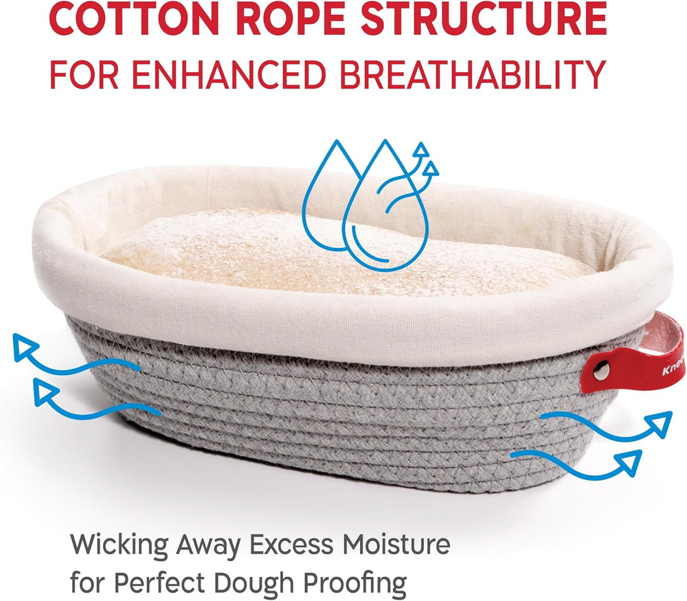 Cotton Rope Banneton Bread Proofing Basket Set, Oval & round Bread Baskets with