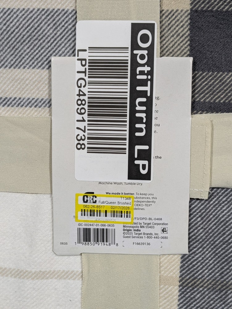 Full/Queen Brushed Cotton Blanket Neutral Plaid - Threshold