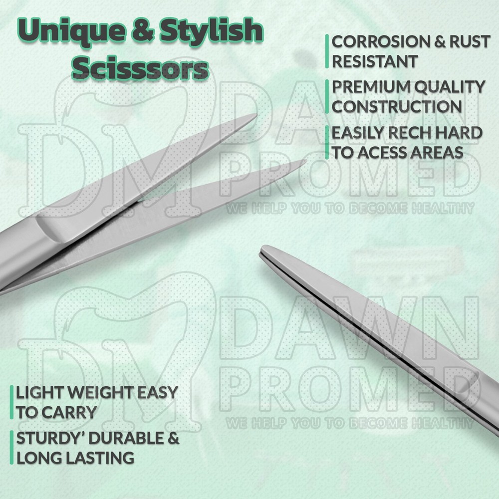 6 Pcs Iris Scissors 3.5″ Straight Round Pattern Dental Veterinary Surgical Set