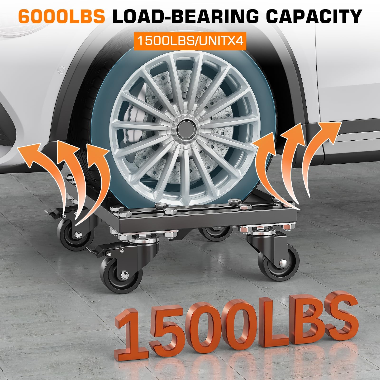 Car Dolly Set of 4 6000LB Lockable Swivel Casters V-Shaped Design