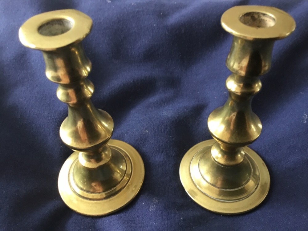 Brass small decorative candlestick holders