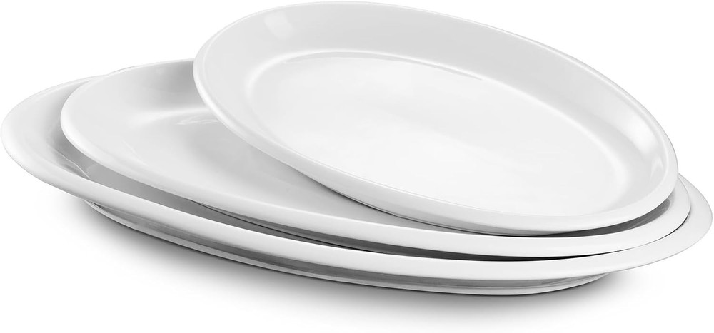 Large White Ceramic Serving Platters Set of 3