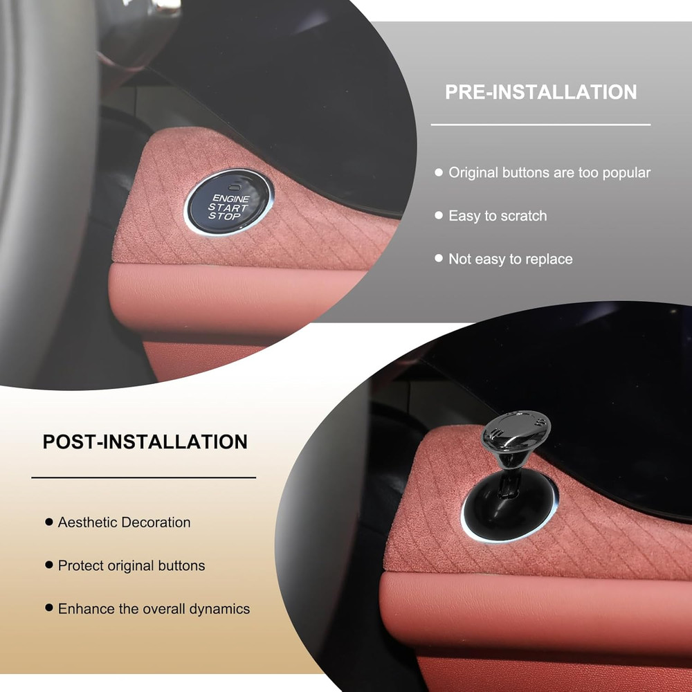 Joystick Car Push Start Button Cover, Metal Car Starter Engine Start Stop Button