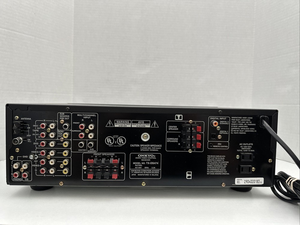 Onkyo Receiver Model TX-DS474 No Remote - Tested