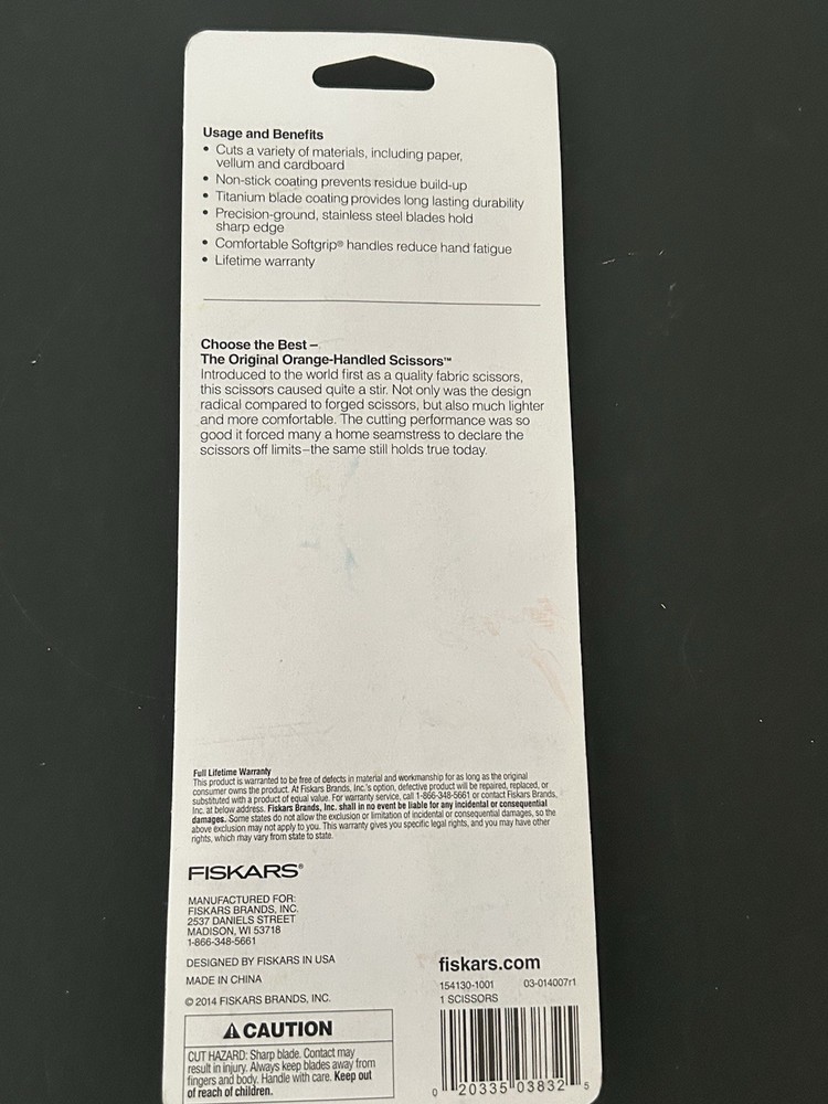 NEW Fiskars Softgrip Titanium Non-Stick Scissors 8"-