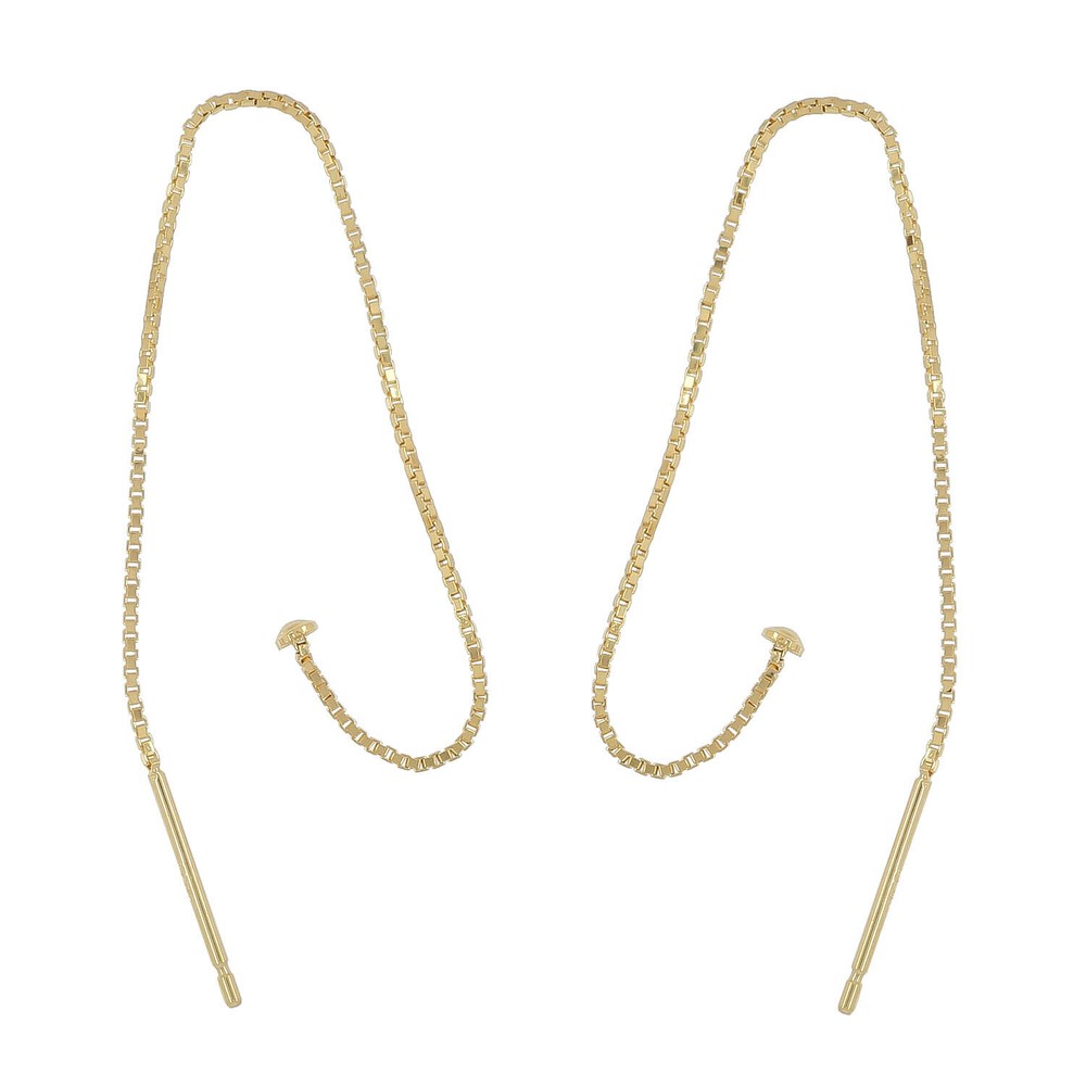 Gold Plated Sterling Silver Dangle 3" Ear Thread with Head Pin Stopper #99883