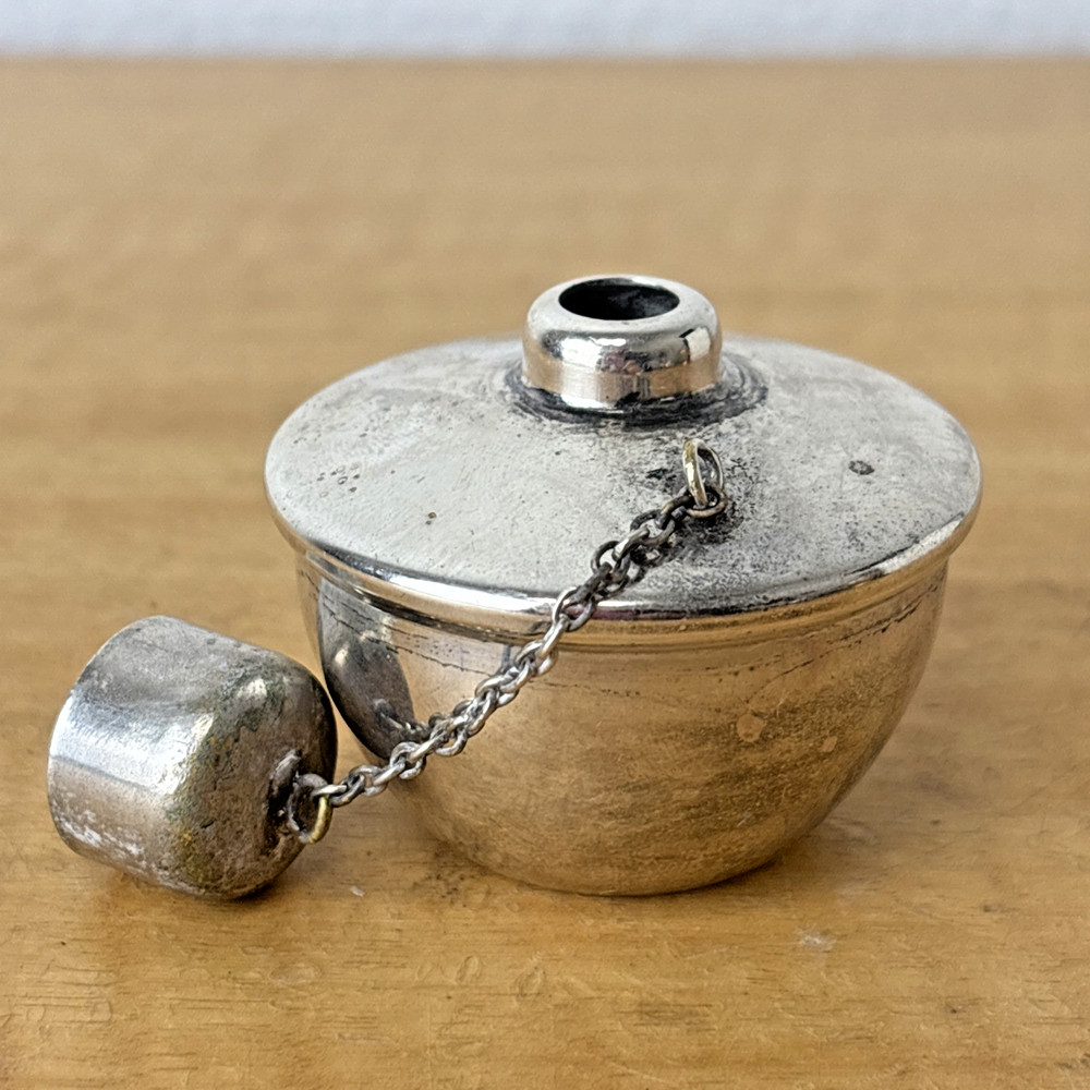 El De Uberti Silver Miniature Oil Lamp or Condiment Jar