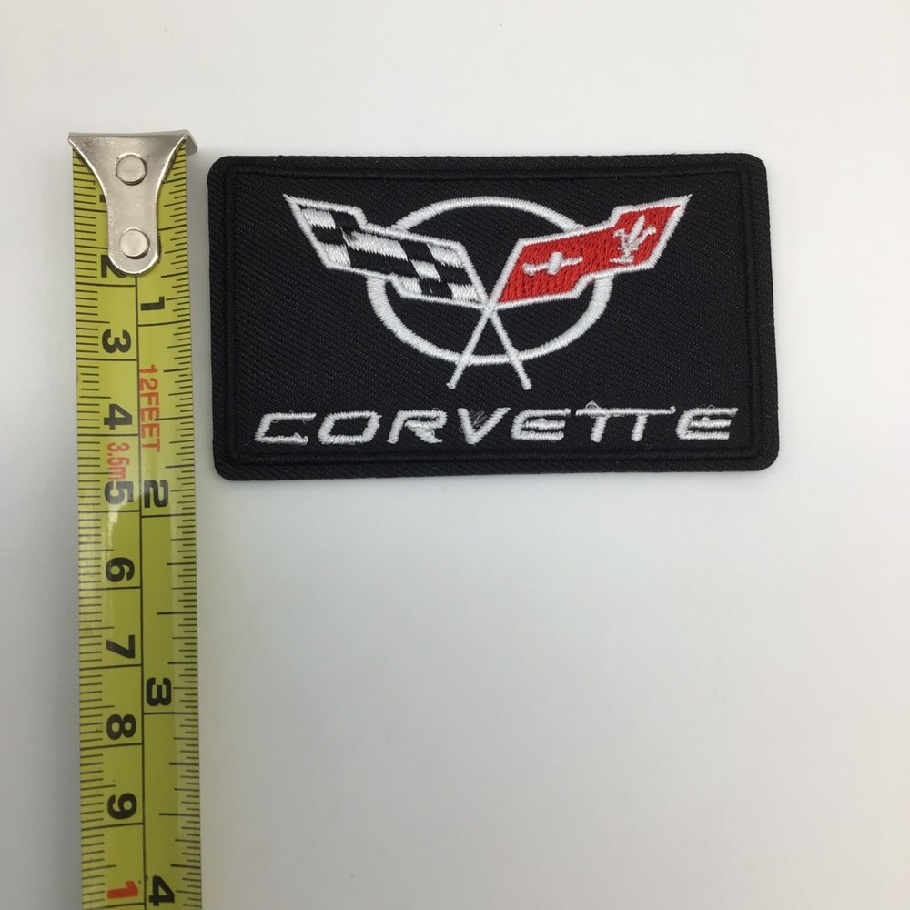 Corvette Double Racing Flag Embroidered Patch Iron-On 3 Inches