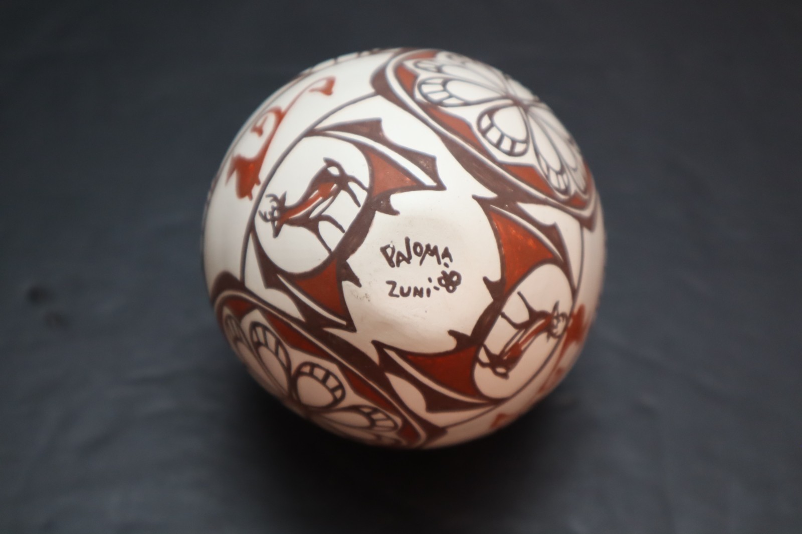 VTG Zuni Pueblo Heart-line Deer Pottery Jar Figural Pictorial Gabriel Paloma Pot