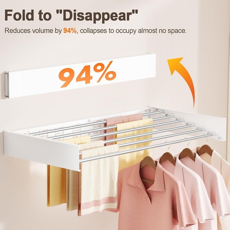 Wall Mounted Clothes Drying Rack Space Saving Foldable Heavy Duty Laundry Dryer