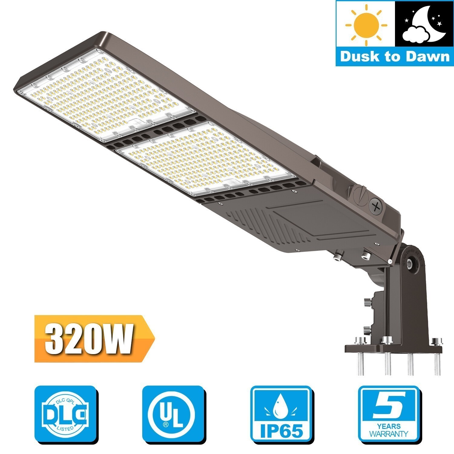 277-480V 44800LM 320W Commercial LED Shoebox Parking Lot Light Fixture Photocell