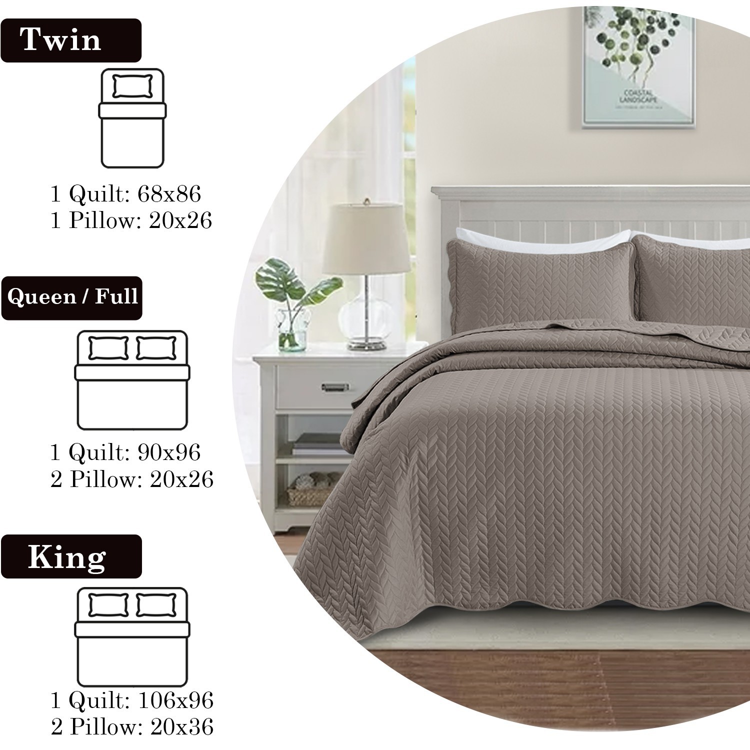 California King Bedspread Quilt Sets Soft Oversized Comforter Coverlet Throw US