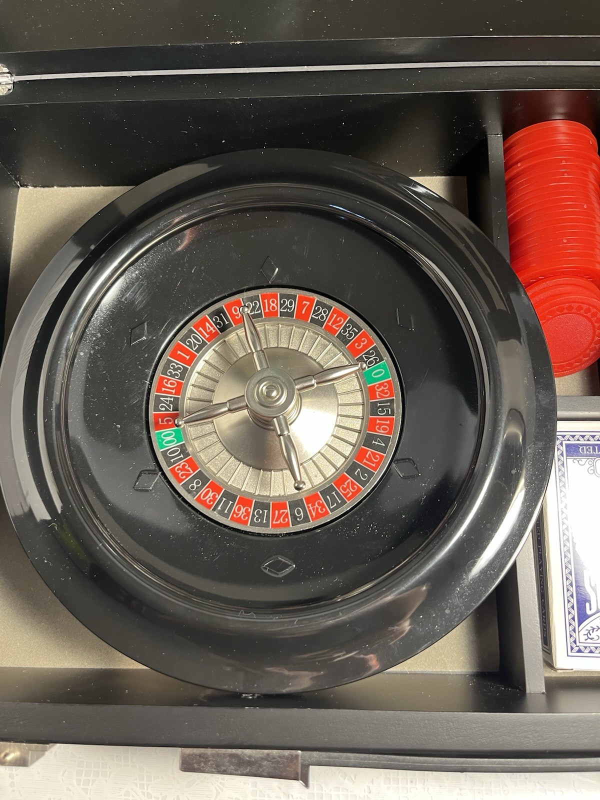 Roulette Casino Game Set w/ Wheel, Felt Layout, Chips & Cards Tabletop Gambling