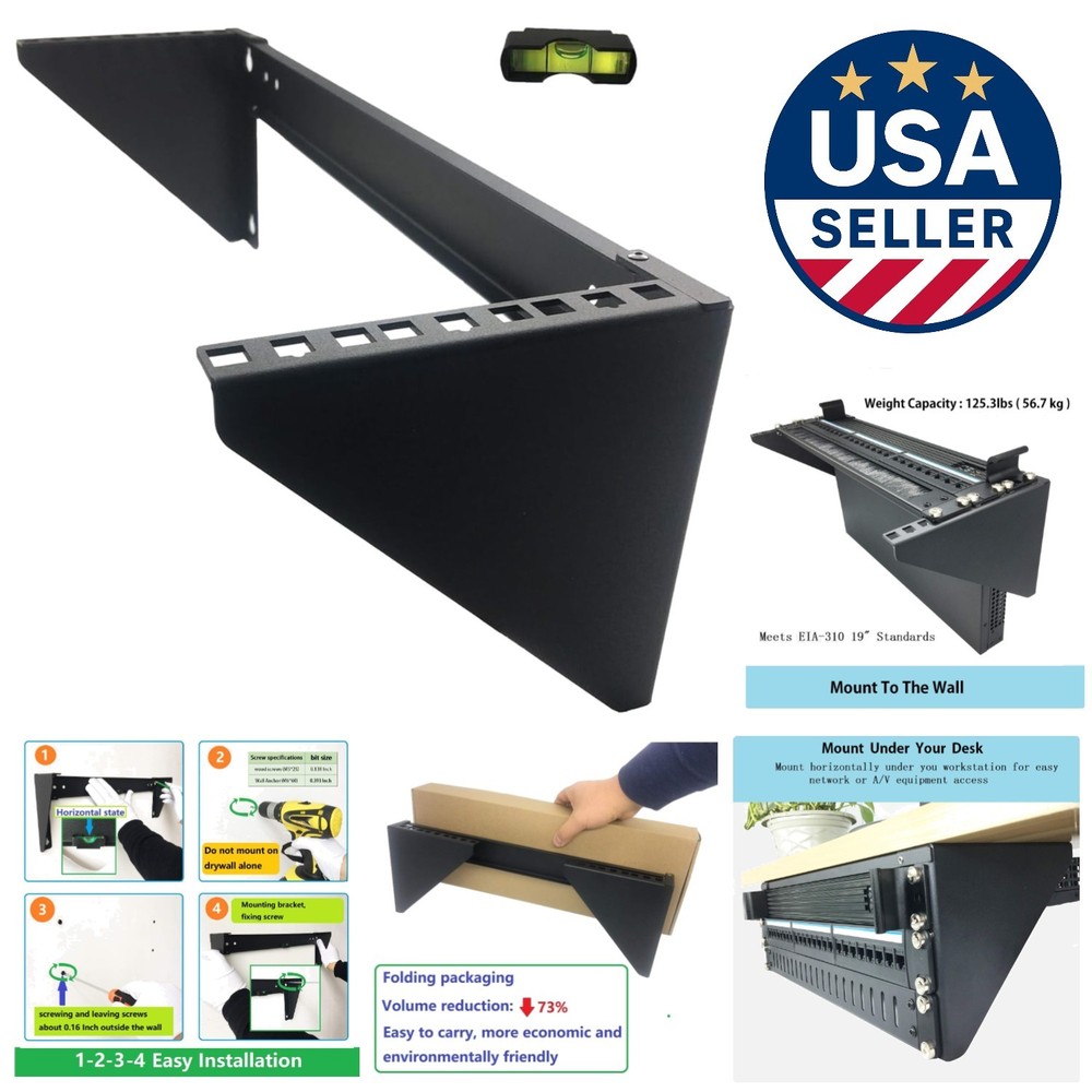 Versatile 3U Wall Mount Rack for Networking Equipment - 125 lb Load Capacity